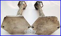 Vintage Pair of Barbour Silver Plated Dutch Repousse Candlesticks