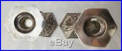 Vintage Pair of Barbour Silver Plated Dutch Repousse Candlesticks