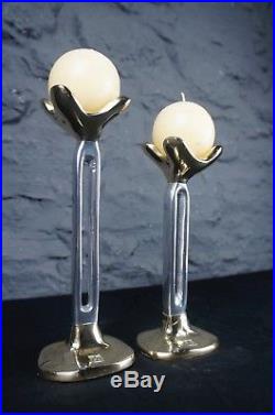 Vintage Pair of Brutalist Candlesticks by David Marshall Aluminium & Brass