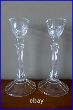 Vintage Pair of French Crystal Cut Glass Candlestick Home Cottage Art Collector