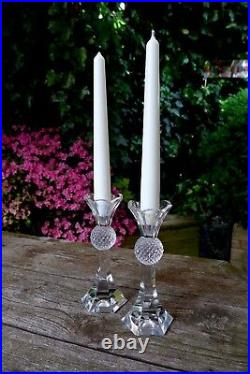 Vintage Pair of Germany Crystal Cut Glass Candlestick Home Cottage Art Collector