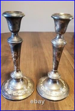 Vintage Pair of Gorham Sterling Weighted Convertible Candlesticks #1130 lot x955