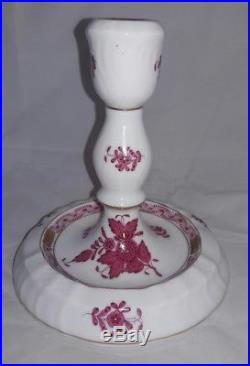 Vintage Pair of Herend Chinese Bouquet Raspberry Candlesticks