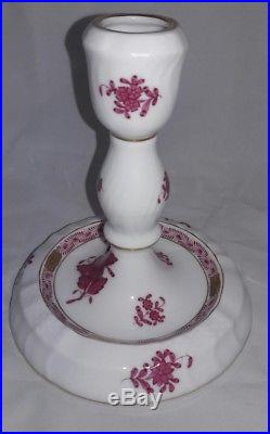 Vintage Pair of Herend Chinese Bouquet Raspberry Candlesticks
