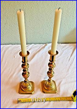 Vintage Pair of Late Victorian Brass Candlesticks, Highly Decorative Plungers