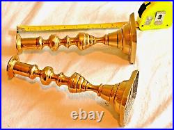 Vintage Pair of Late Victorian Brass Candlesticks, Highly Decorative Plungers