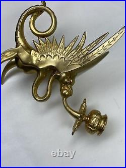 Vintage Pair of Tiffany & Co Brass/Bronze Dragon Griffin Candlesticks
