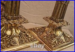 Vintage Pair of Victorian Brass Candlesticks, Highly Decorative & Unusual C1880