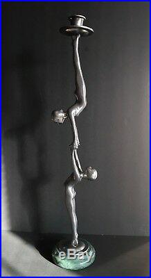 Vintage Petites Choses Tall Metal Candle Stick Art Deco Female Acrobats