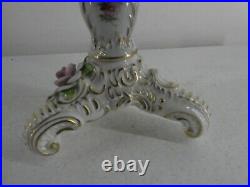 Vintage Porcelain 4 Arm Chandelier Roses Candlestick Holder Floral Design E29