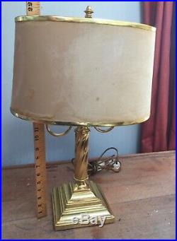 Vintage Preloved Double Candlestick Style Brass Table Lamp With Shade 21 Tall