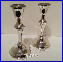 Vintage QE II Pair Solid Sterling Silver Table Candlesticks, Birmingham, 1958