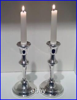 Vintage QE II Pair Solid Sterling Silver Table Candlesticks, Birmingham, 1958