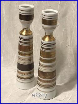 Vintage ROSENTHAL Bjorn Wiinblad Studio line Candle Holders Sticks 7 Gold White