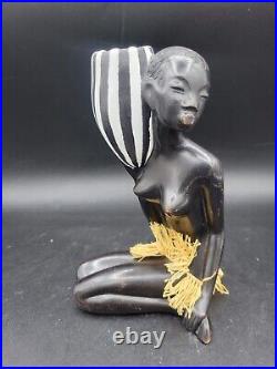 Vintage Rare Leopold Anzengruber Nubian Woman figurine Ceramic Sculpture Austria