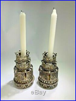 Vintage Rare Sterling Silver HAND-MADE MEYERS CREATIVE Sabbath Candlesticks