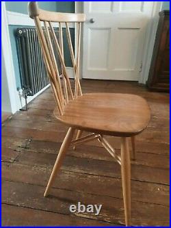 Vintage, Rare & Unusual 2 Ercol 386 Lattice/Candlestick Dining Chairs Elm/Beech
