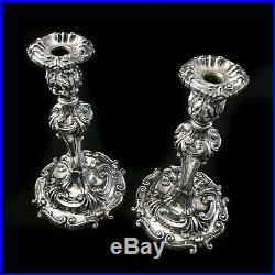 Vintage Reed and Barton Pat. 746 Silver Rococo Style Tall Candlesticks Pair