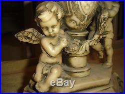 Vintage Resin Carved Angel Cherub Candlestick Holder-Greatly Detailed-ODD