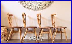 Vintage Retro Ercol Candlestick Lattice Dining Chairs