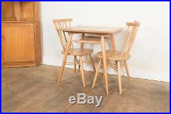 Vintage Retro Ercol Light Elm Breakfast Table and 2 Chiltern Candlestick Chairs