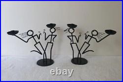 Vintage Retro Fido Dido Style Stainless Steel Candle Holders MCM Sculpture