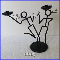 Vintage Retro Fido Dido Style Stainless Steel Candle Holders MCM Sculpture