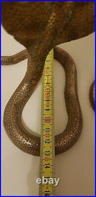 Vintage Retro Indian Brass Snake Serpent Cobra Candlestick Candle Holders Pair