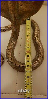 Vintage Retro Indian Brass Snake Serpent Cobra Candlestick Candle Holders Pair