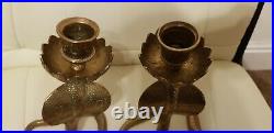 Vintage Retro Indian Brass Snake Serpent Cobra Candlestick Candle Holders Pair