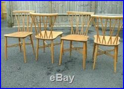 Vintage Retro Mid Century Blonde Ercol Chiltern Candlestick Chairs x4