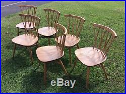 Vintage Retro Set Of Six Ercol Candlestick Dining Chairs DEL £65