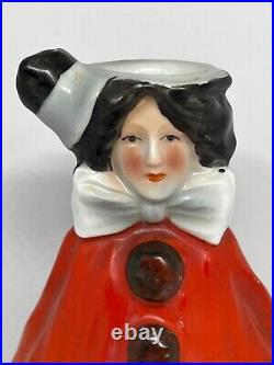 Vintage Royal Bayreuth German Porcelain Female Red Clown Candle Stick Holder 7