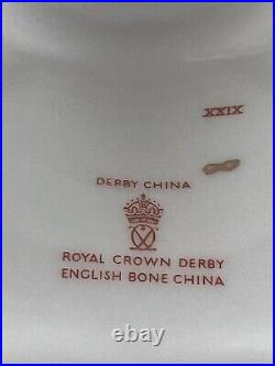 Vintage Royal Crown Derby Red Aves Candlesticks Pair