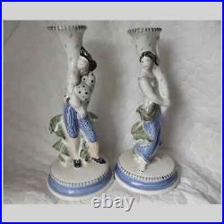 Vintage Rye Pottery Candlesticks Hand Painted Marked