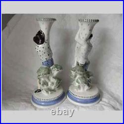 Vintage Rye Pottery Candlesticks Hand Painted Marked