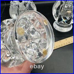 Vintage Set 3 Kosta Boda Goran Warff Clear Glass Candlestick Holders 5.25
