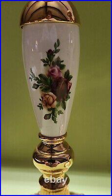 Vintage Set Of 2 Old Country Rose Royal Albert Candle Sticks 9 T Rare Find