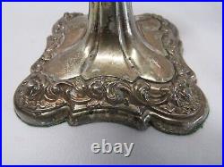 Vintage Sheffield Silverplate Ornate Floral Roses Candlesticks Pair