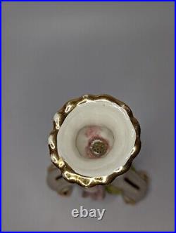 Vintage Signed Capodimonte Italy Porcelain Candle Stick Holder Roses Wedding