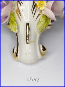 Vintage Signed Capodimonte Italy Porcelain Candle Stick Holder Roses Wedding