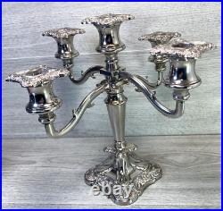 Vintage Silver Plated England Candelabra 5 arm large centerpiece table xmas