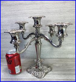 Vintage Silver Plated England Candelabra 5 arm large centerpiece table xmas