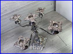 Vintage Silver Plated England Candelabra 5 arm large centerpiece table xmas