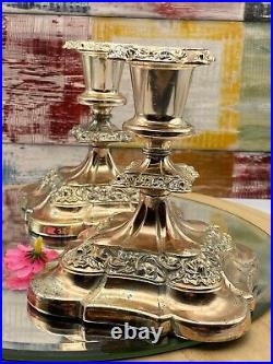 Vintage Silver Plated Pair of Candlesticks/ Holders