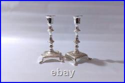 Vintage Silver Plated Signed England Condition Pair2 Candlesticks Art Decor 15cm