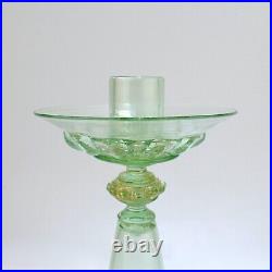 Vintage Single Salviati Venetian/Murano Floral Green Glass Candlestick