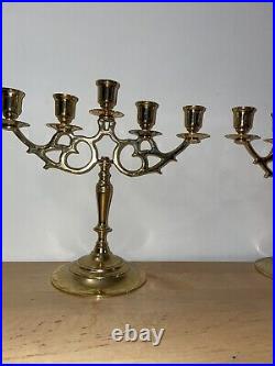 Vintage Solid Brass 5 Arm Candlestick/ Holder/ Candelabra Set