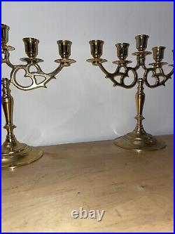 Vintage Solid Brass 5 Arm Candlestick/ Holder/ Candelabra Set