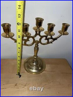 Vintage Solid Brass 5 Arm Candlestick/ Holder/ Candelabra Set